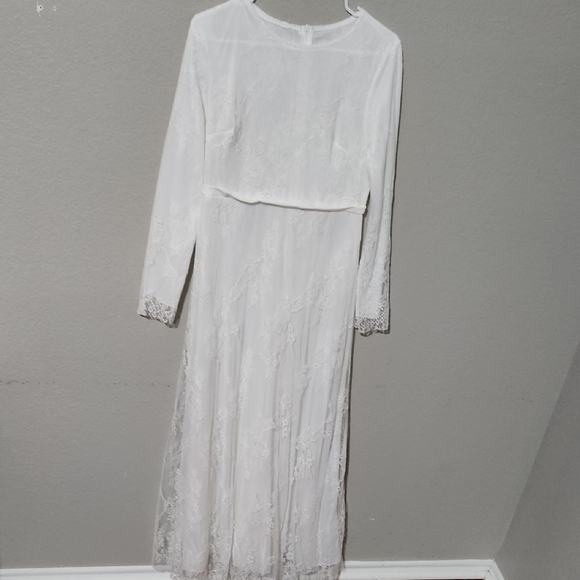 Elegant White Lace Dress size XL runs small see measurments VINTAGE Coquette - Picture 1 of 11